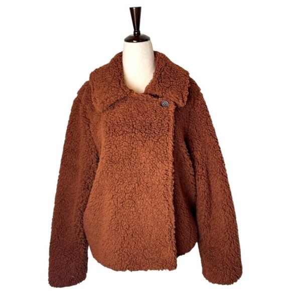 BB Dakota Coat Women Small Brown‎ Sherpa Fuzzy Teddy As She Goes Jacket NWOT - Picture 2 of 10